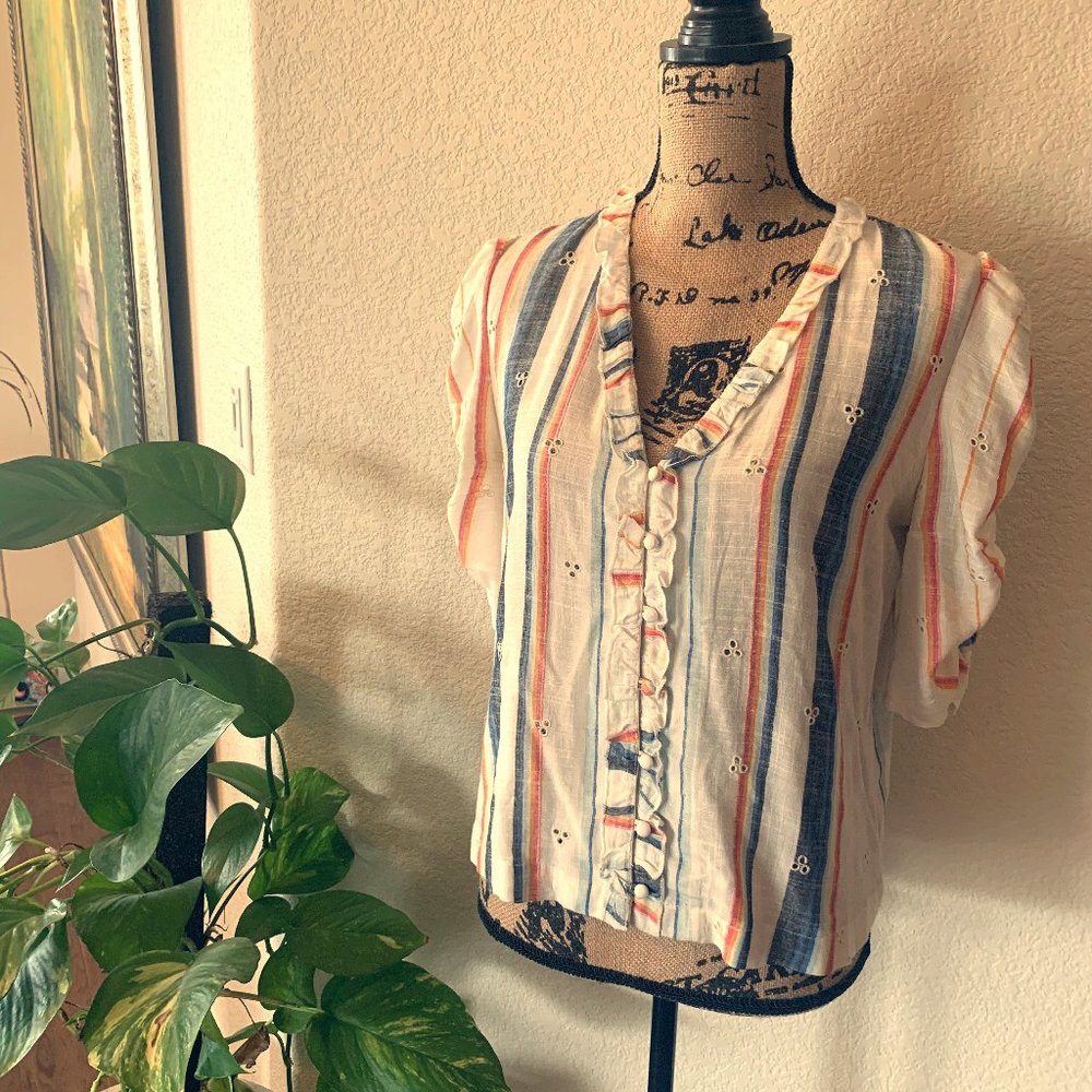 Rainbow stripe, eyelet top by Lovestitch